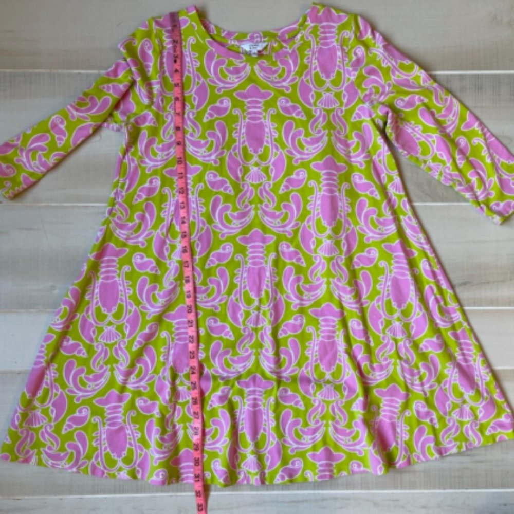 Crown & Ivy Women's printed knit 3/4 sleeve Dress Blue Sz S